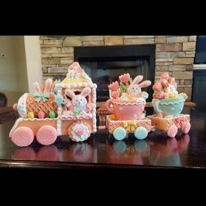 Pastel Easter Gingerbread Train-NWT